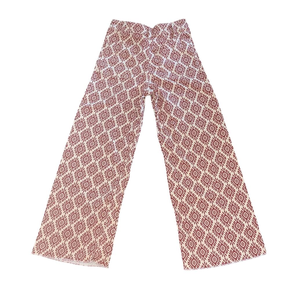 Zara Brown & Cream Geometric Straight Leg Jeans - Picture 3 of 4